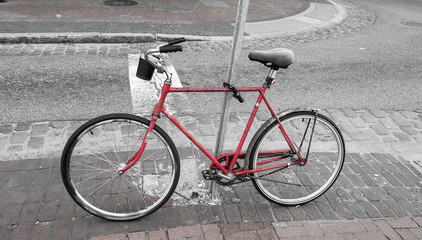 vintage red bicycle still gets you to work