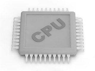 Wall Mural - the gray colorless picture of CPU, on a white background. 3D rendering