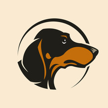 Dachshund Dog Head Sign Mascot In Circle