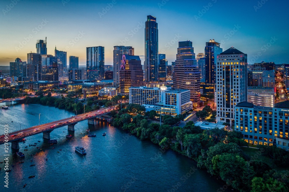 Austin Texas Skyline At Sunset