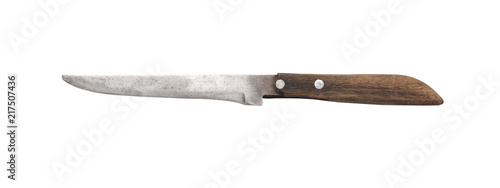 Fotomural Old steel kitchen knife isolated on white background.