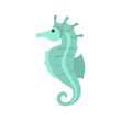 Sea horse color vector icon. Flat design