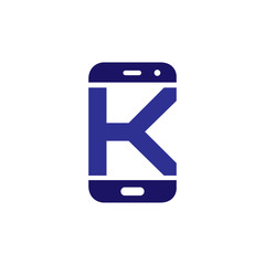 K Initial letter with Smart phone logo icon vector