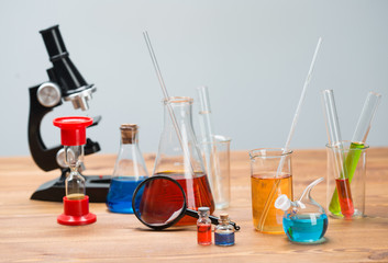 Test tubes on a table