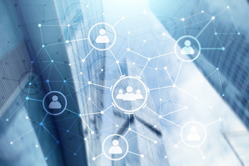 People relation and organization structure. Social media. Business and communication technology concept.