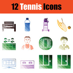 Wall Mural - Tennis icon set