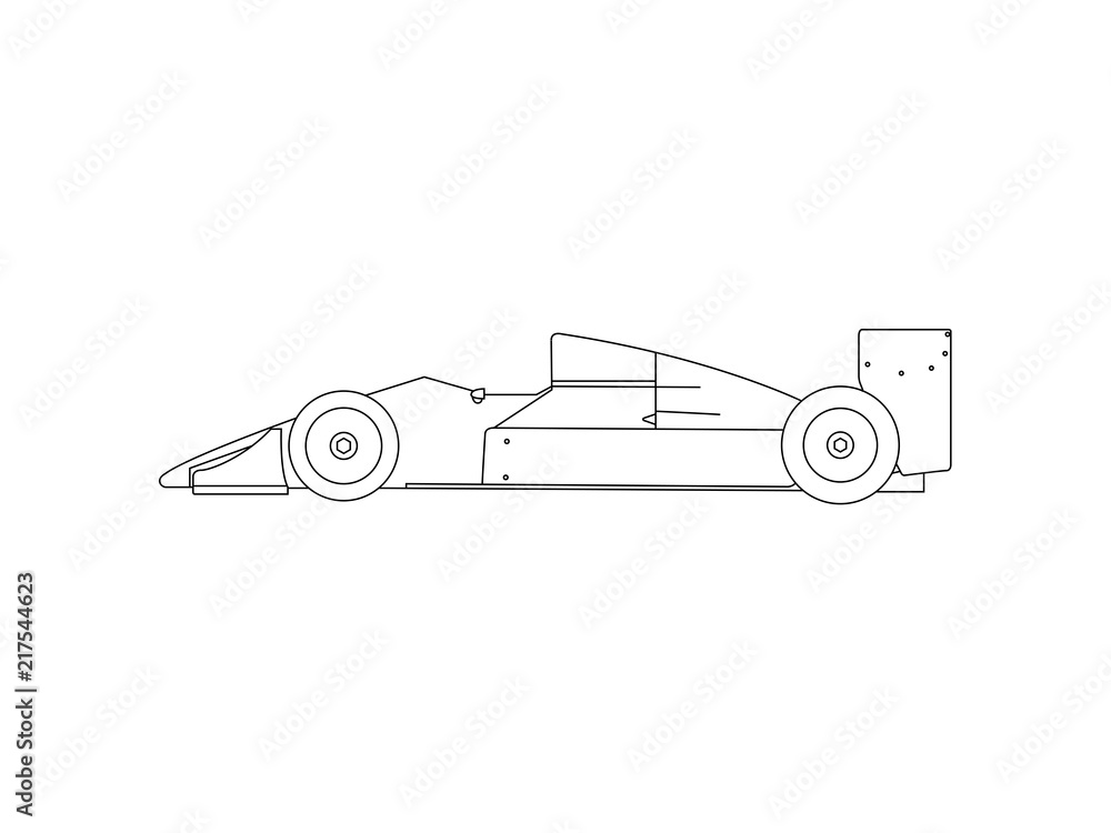 Formula 1 race car line drawing illustration 