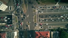 Aerial Top-down View Of Busy City Streets