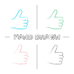 Wall Mural - Thumbs up hand drawn icons set