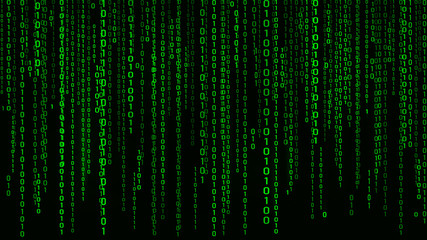 Wall Mural - Digital background green matrix. Binary computer code. Vector Illustration. Hacker concept.
