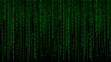 Digital background green matrix. Binary computer code. Vector Illustration. Hacker concept.