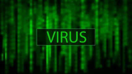 Wall Mural - computer virus. cyber attack. hacking. digital background green matrix. binary computer code. vector