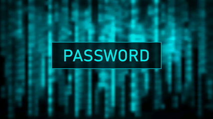 Wall Mural - secure password. cyber attack. hacking. digital background green matrix. binary computer code. vecto