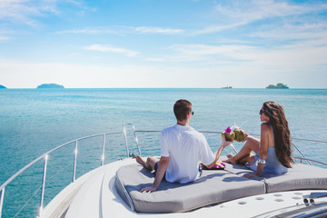 Wall Mural - honeymoon on luxury yacht, luxurious lifrestyle and travel, romantic holidays for couple