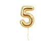 Numeral 5. Foil balloon number five isolated on white background