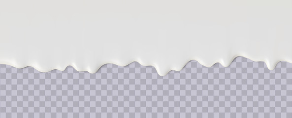 Yogurt or Milk flowing down, Dripping paint, isolated vector background.