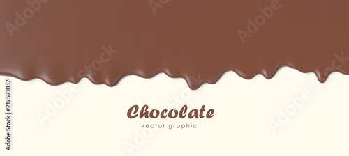 Fotografía Chocolate flowing down, Dripping melted chocolate background, isolated vector illustration