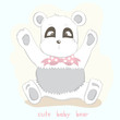 The cute baby white bear. Hand drawn cartoon style