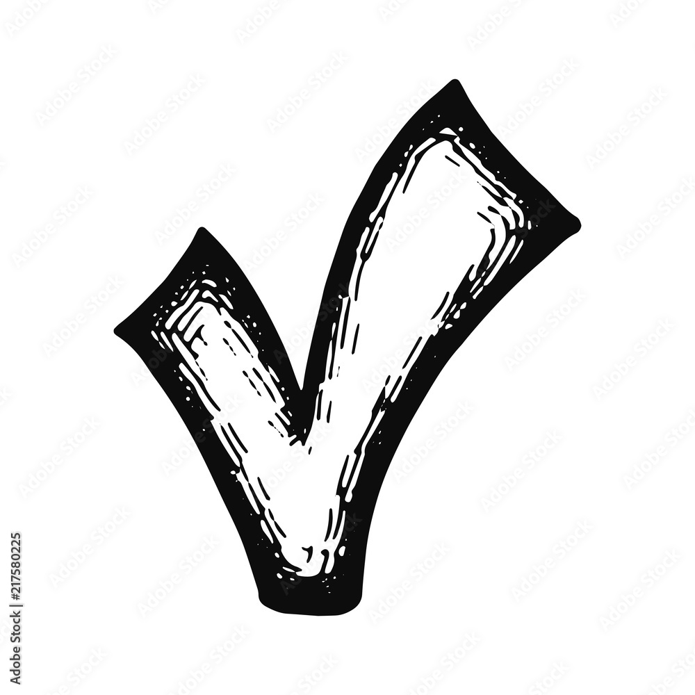 check mark object. isolated sketch Stock Vector | Adobe Stock