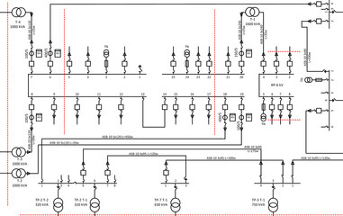 Electric wiring diagram for power transformers