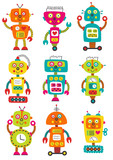 Fototapeta Dinusie - set of isolated colorful robots - vector illustration, eps