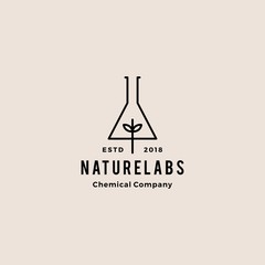 leaf lab nature hipster retro vintage logo badges vector icon illustration