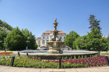 Stone Spa And Marble Horse Fountain In Town Teplice V Cechach, Czech Republic