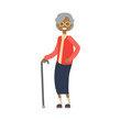 african grandmother with stick, full length avatar on white background, successful family concept, tree of genus flat cartoon design vector illustration