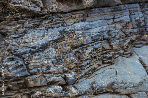 Fotografie, Obraz jagged rock steps showing compacted eroded layers of sediment