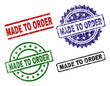 MADE TO ORDER seal prints with corroded style. Black, green,red,blue vector rubber prints of MADE TO ORDER tag with corroded style. Rubber seals with circle, rectangle, medallion shapes.