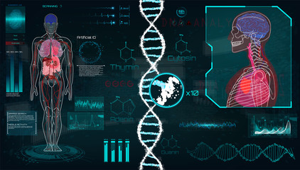 Wall Mural - head up display (hud) ui for medical app, futuristic medical hud interface, virtual graphic touch ui
