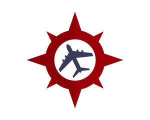 Canvas Print - compass plane airport airways airline image vector icon logo