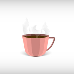 Wall Mural - coffee mug with a transparent shadow under it and a translucent steam. vector illustration on white 