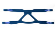 Headgear without stitching, top view..Head band replacement of CPAP mask in blue color isolated on white background.