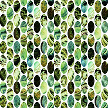Abstract Seamless Mosaic Pattern With Brown, Green And Black Agate Textures. Fantasy Geometric Fractal Background. Digital Art. 3D Rendering.