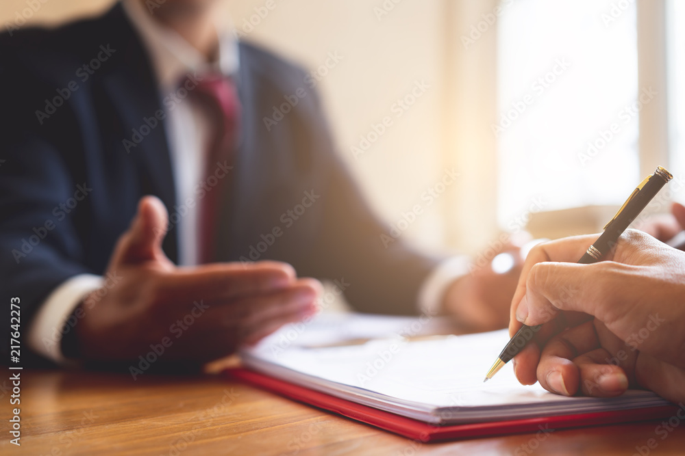 Co-investment business signing agreement after successful deal. Business contract and Meeting and greeting concept.