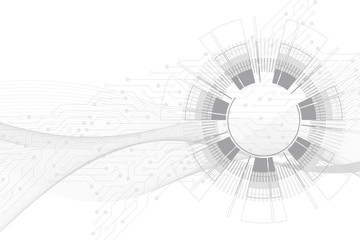 Abstract background with technology circuit board texture. Futuristic digital circle. Communication and engineering concept. Innovation technology concept design wave flow. Vector illustration