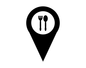Canvas Print - restaurant marker black silhouette pin locate path image vector icon logo symbol