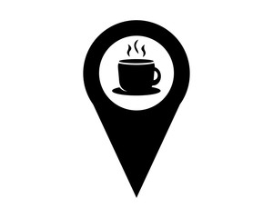 Canvas Print - coffee marker map black silhouette pin locate path image vector icon logo symbol