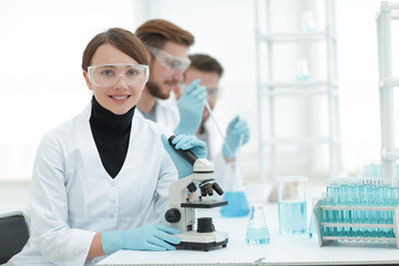 female scientist in a laboratory.