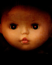 Grunge Background With Vintage Evil Spooky Doll Face