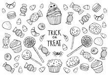 Coloring Page With Sweets, Halloween