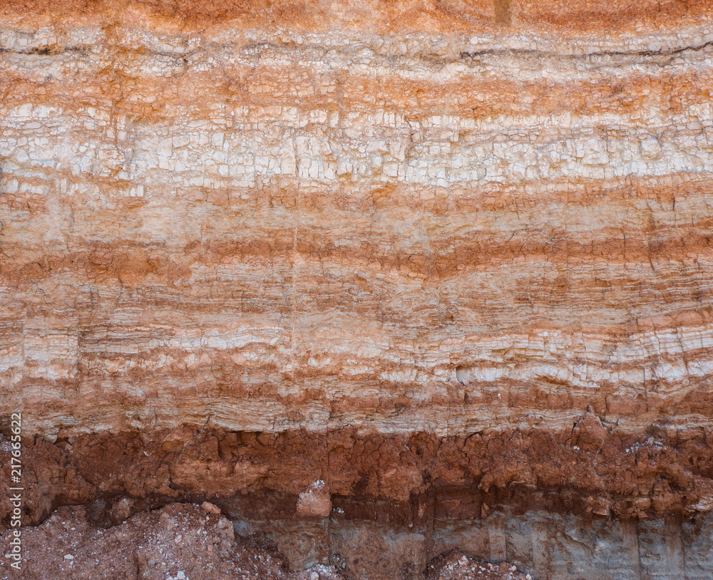 Natural cut of soil with different layers - obrazy, fototapety, plakaty 