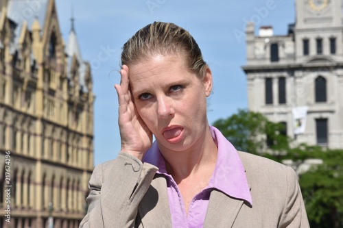 Fotografia, Obraz Adult Blonde Business Woman Poor Health Wearing Suit