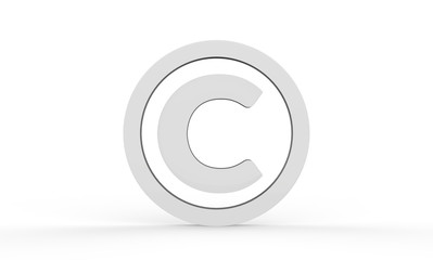 3D copyright symbol on isolated white background, 3d illustration