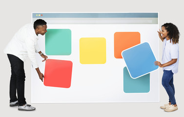 Wall Mural - people with web template icons