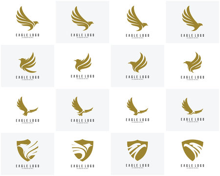set of eagle logo vector