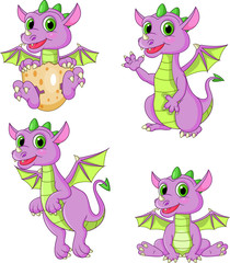 Wall Mural - Cartoon dragons collection set