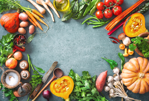 Fotografie, Obraz Healthy or vegetarian nutrition concept with selection of organic autumn fruits