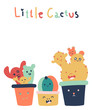 Hand drawn of cute little cactus isolated on white backgound. Vector illustration design.